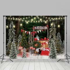 Funkeln Weihnachten Bäume Heiß Kakao Hintergrund Für Party