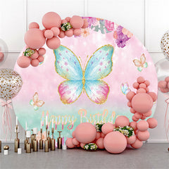 Funkeln Niedlich Schmetterling Glücklich Geburtstag Runden Hintergrund