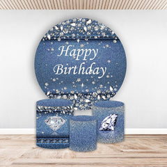 Funkeln Diamant Blau Runden Geburtstag Hintergrund Bausatz