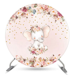 Funkeln Blumen Elefant Runden Babydusche Hintergrund