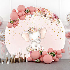 Funkeln Blumen Elefant Runden Babydusche Hintergrund