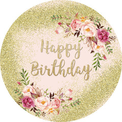 Funkeln Gold Und Rosa Blumen Geburtstag Kreis Hintergrund