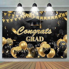 Funkeln Gold Schwarz Ballon Flagge Herzlichen Glückwunsch Hintergrund