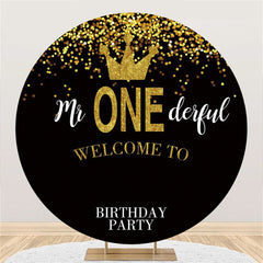 Funkeln Gold Krone Glücklich Geburtstag Kreis Hintergrund