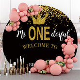 Funkeln Gold Krone Glücklich Geburtstag Kreis Hintergrund