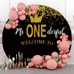 Funkeln Gold Krone Glücklich Geburtstag Kreis Hintergrund