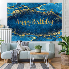 Funkeln Gold Gradient Blau Glücklich Geburtstag Hintergrund