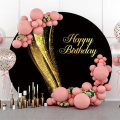 Funkeln Golden Und Schwarz Glücklich Geburtstag Runden Hintergrund