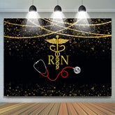 Lofaris Glitter Golden And Bokeh Stethoscope Themed Backdrop