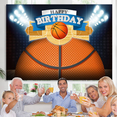 Funkeln Beleuchtung Basketball Gericht Glücklich Geburtstag Hintergrund
