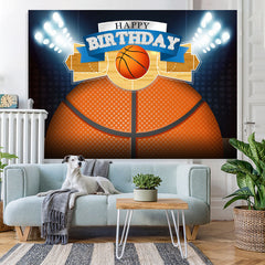 Funkeln Beleuchtung Basketball Gericht Glücklich Geburtstag Hintergrund