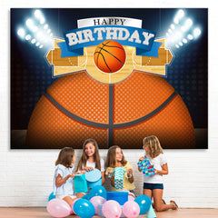 Funkeln Beleuchtung Basketball Gericht Glücklich Geburtstag Hintergrund