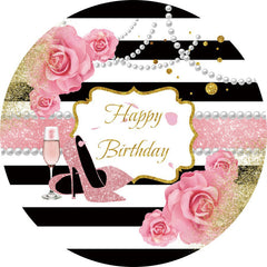 Funkeln Rosa Und Gold Runden Glücklich Geburtstag Hintergrund