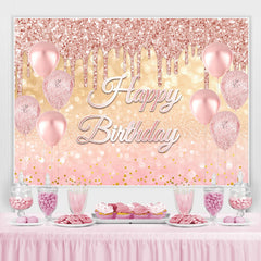 Funkeln Rosa Luftballons Rose Gold Glücklich Geburtstag Hintergrund