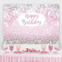 Funkeln Rosa Schneeflocke Glücklich Geburtstag Hintergrund Für Mädchen