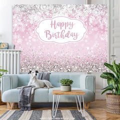 Funkeln Rosa Schneeflocke Glücklich Geburtstag Hintergrund Für Mädchen