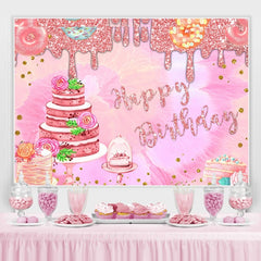 Funkeln Rosa Thema Glücklich Geburtstag Hintergrund Für Mädchen