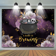 Funkeln Lila Blumen Brauen Babydusche Hintergrund