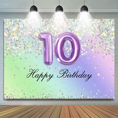 Funkeln Lila Glücklich 10 Geburtstag Hintergrund Für Mädchen