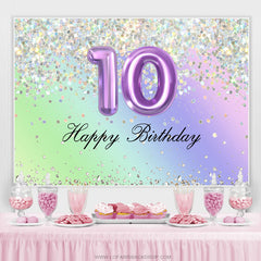 Funkeln Lila Glücklich 10 Geburtstag Hintergrund Für Mädchen
