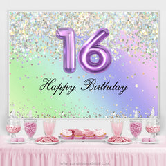 Funkeln Lila Glücklich 16 Geburtstag Hintergrund Für Mädchen