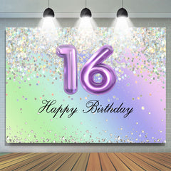 Funkeln Lila Glücklich 16 Geburtstag Hintergrund Für Mädchen