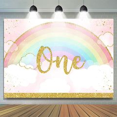 Funkeln Regenbogen Und Wolke Glücklich 1 Geburtstag Hintergrund