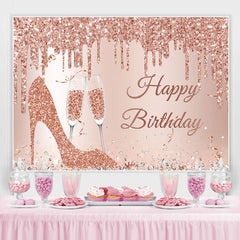 Funkeln Rose Golden Hoch Absätze Glücklich Geburtstag Hintergrund
