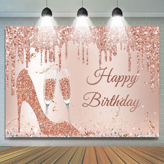 Funkeln Rose Golden Hoch Absätze Glücklich Geburtstag Hintergrund