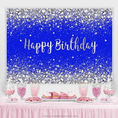 Funkeln Silber Und Marine Blau Glücklich Geburtstag Hintergrund