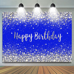 Funkeln Silber Und Marine Blau Glücklich Geburtstag Hintergrund