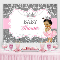 Funkeln Silber Und Weiß Perle Baby Dusche Hintergrund