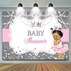 Funkeln Silber Und Weiß Perle Baby Dusche Hintergrund