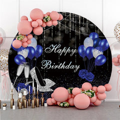 Funkeln Silber Luftballons Runden Glücklich Geburtstag Hintergrund