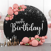 Funkeln Silber Sterne Glücklich Geburtstag Runden Hintergrund