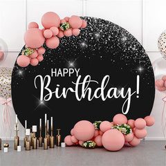 Funkeln Silber Sterne Glücklich Geburtstag Runden Hintergrund
