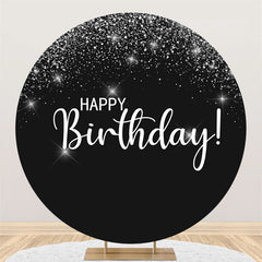 Funkeln Silber Sterne Glücklich Geburtstag Runden Hintergrund