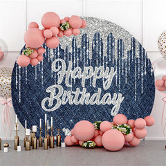 Funkeln Silber Wasser Fallen Glücklich Geburtstag Kreis Hintergrund