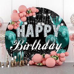 Funkeln Silber Luftballons Glücklich Geburtstag Runden Hintergrund