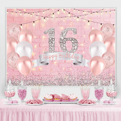 Funkeln Silber Mädchen Rosa Ballon Geburtstag Hintergrund