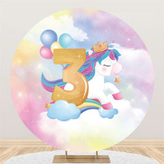 Funkeln Einhorn Luftballons Runden Glücklich 3 Geburtstag Hintergrund