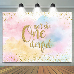 Glitzer Aquarell Hintergrund zum 1. Geburtstag für Mädchen