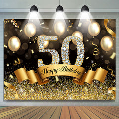 Gloden Und Funkeln Ballon Glücklich 50 Geburtstag Hintergrund