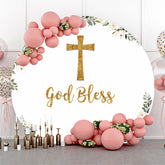 Gott Segnen Blumen Blätter Taufe Runden Hintergrund