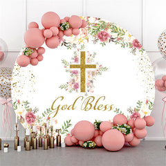 Gott Segnen Gold Kreuzen Glücklich Geburtstag Runden Hintergrund