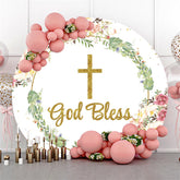 Gott Segnen Blätter Blume Glücklich Geburtstag Runden Hintergrund