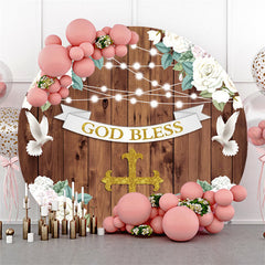 Gott Segnen Weiß Blumen Kreis Glücklich Geburtstag Hintergrund