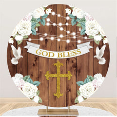 Gott Segnen Weiß Blumen Kreis Glücklich Geburtstag Hintergrund