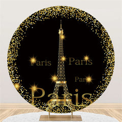 Gold Und Schwarz Eiffel Turm Glücklich Geburtstag Runden Hintergrund