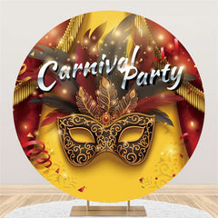 Gold Und Schwarz Festher Maske Runden Karneval Party Hintergrund